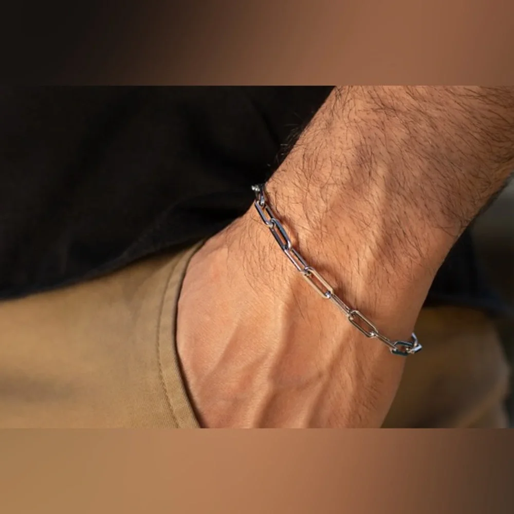 Water Watch Co Panama Long Link Bracelet Silver Stainless Steel Unisex
